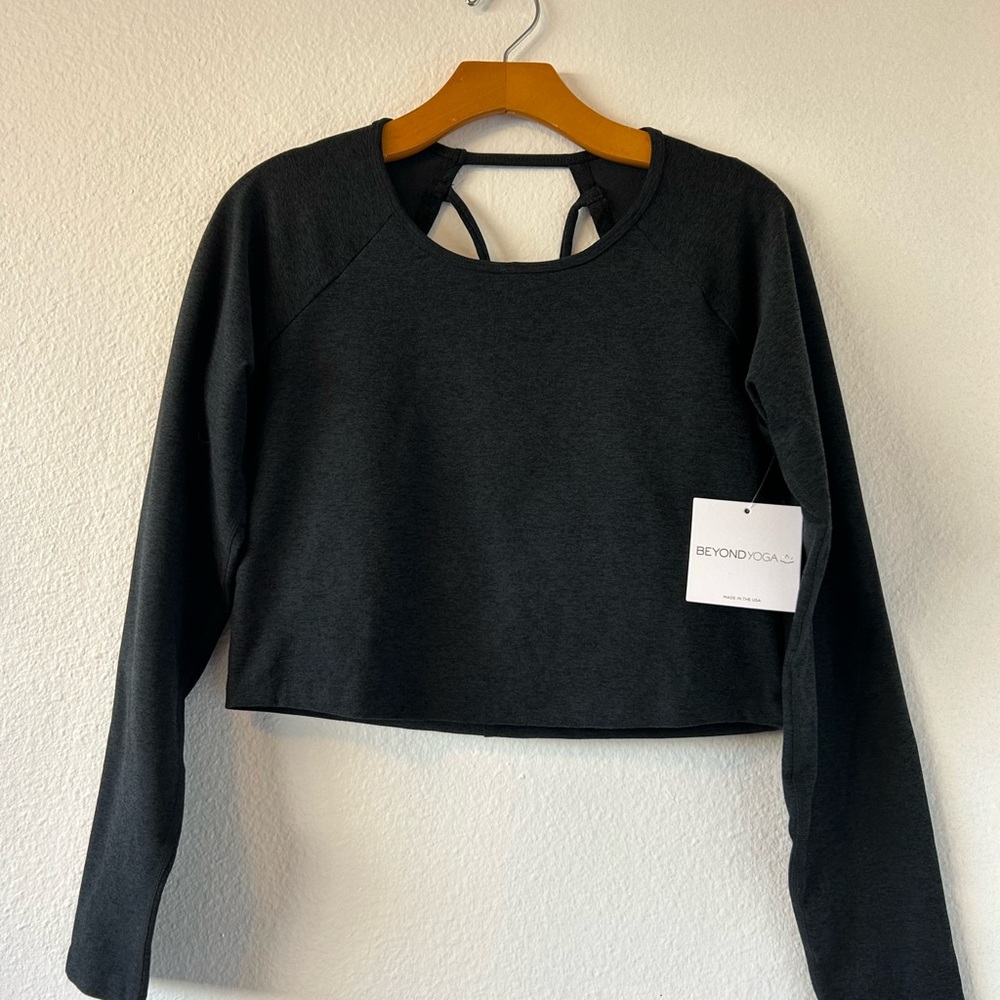 Beyond Yoga Spacedye Enlighten Cropped Pullover Darkest Night Black Size XL - Picture 5 of 11